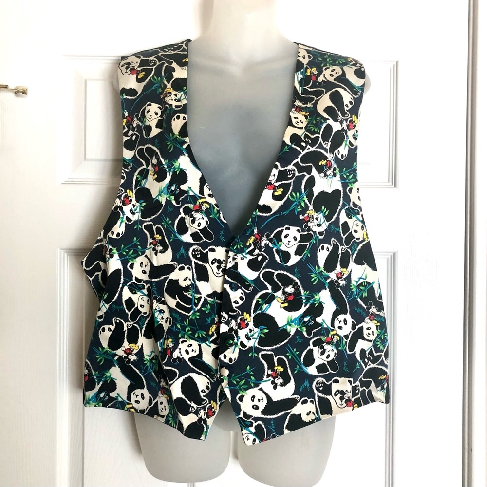 Vintage Mickey Inc Panda & Mickey Mouse Graphic Silk Vest